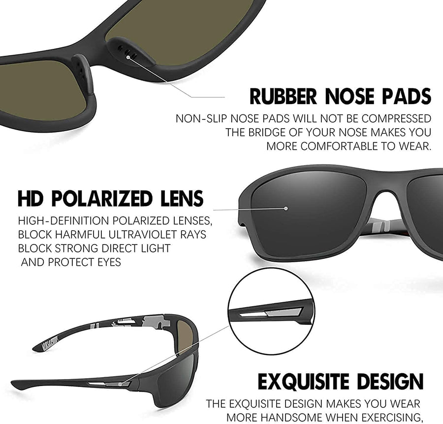 Anemone Black Wrap Around Polarized Sunglasses