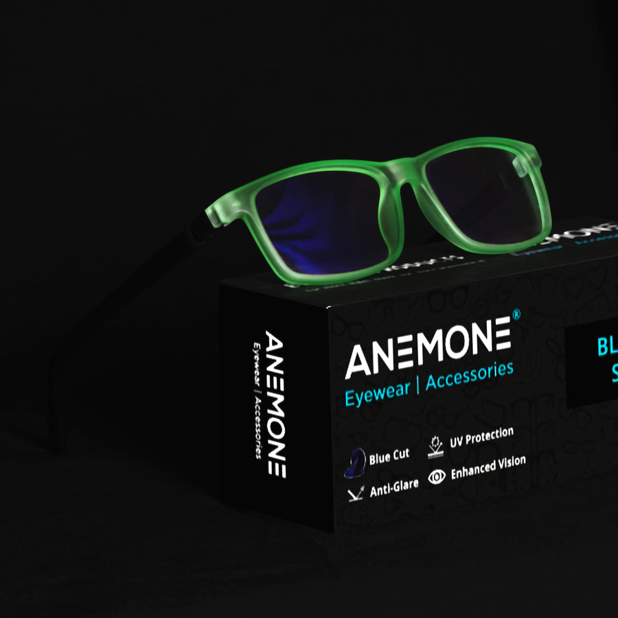 Anemone Transparent Grey Square Blue Cut Computer Glasses (trans:GreyBlue)