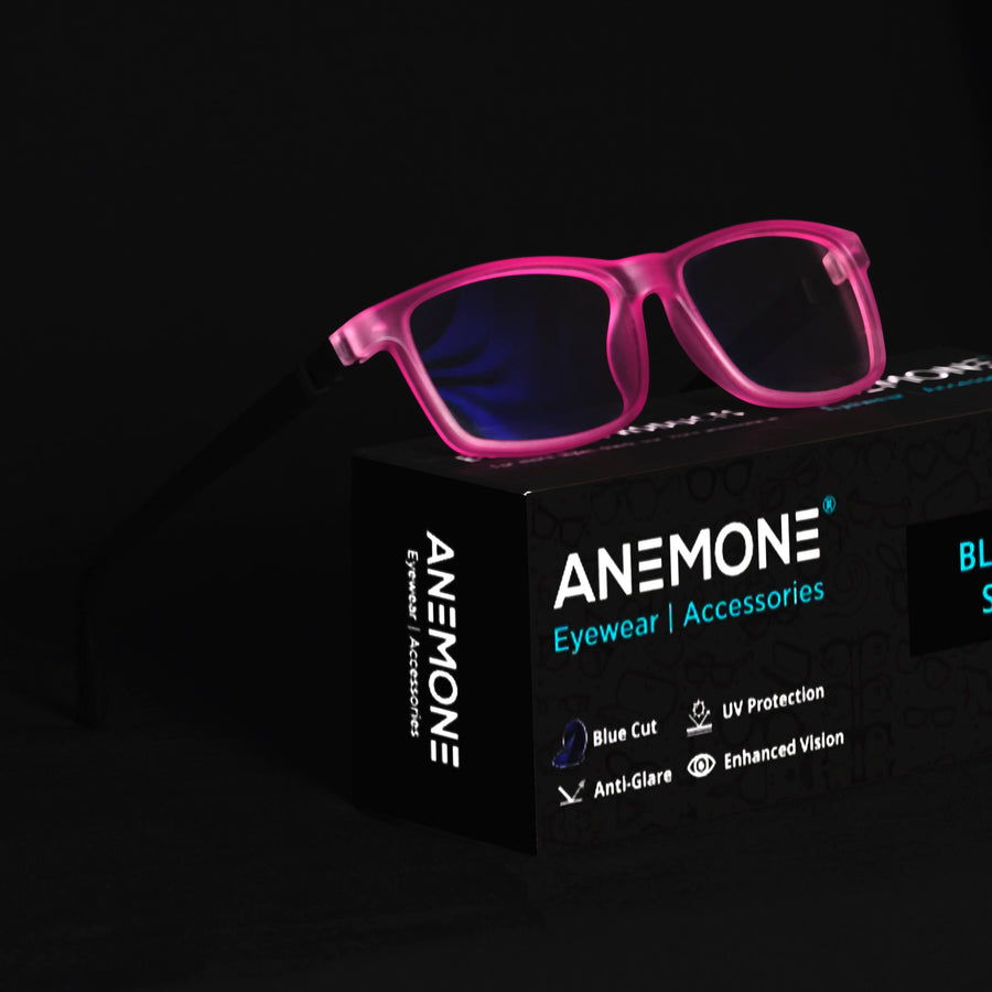 Anemone Transparent Grey Square Blue Cut Computer Glasses (trans:GreyBlue)